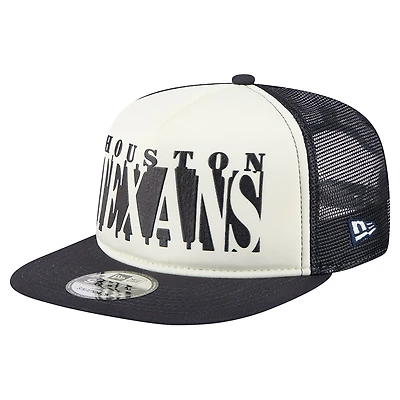Men's New Era Cream/Navy Houston Texans  Cutout A-Frame 9FIFTY Snapback Hat