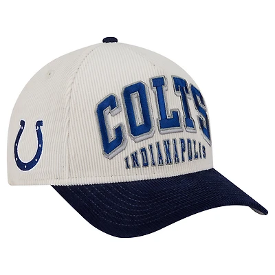 Men's New Era  Cream/Black Indianapolis Colts  Two-Tone Sided Corduroy 9FORTY A-Frame Adjustable Hat