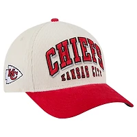 Men's New Era  Cream/Red Kansas City Chiefs  Two-Tone Sided Corduroy 9FORTY A-Frame Adjustable Hat
