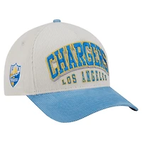 Men's New Era  Cream/Powder Blue Los Angeles Chargers Throwback Two-Tone Sided Corduroy 9FORTY A-Frame Adjustable Hat