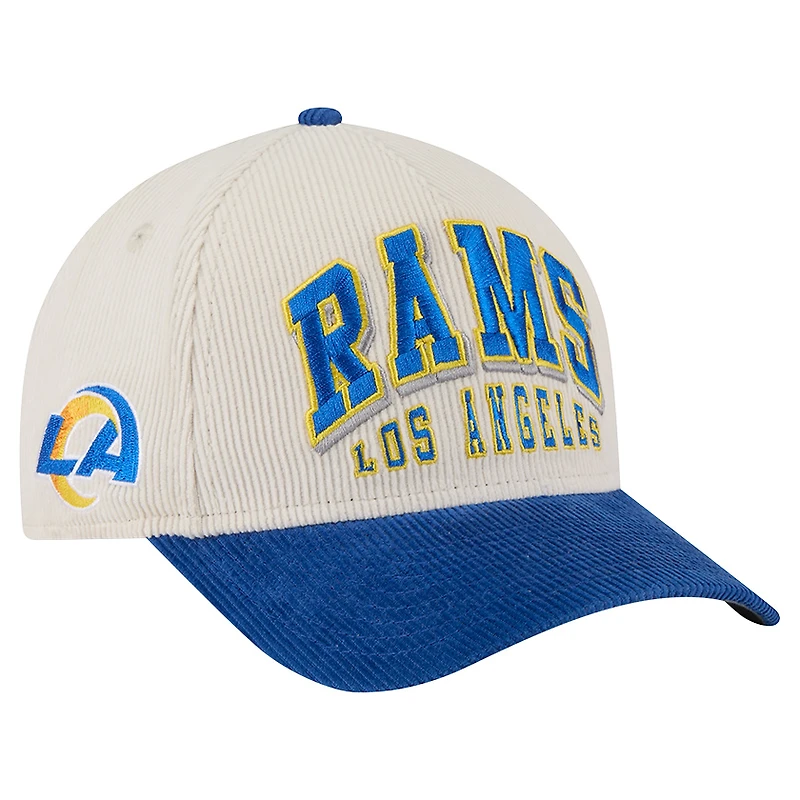 Men's New Era  Cream/Royal Los Angeles Rams  Two-Tone Sided Corduroy 9FORTY A-Frame Adjustable Hat