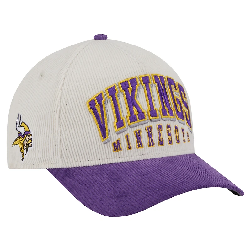 Men's New Era  Cream/Purple Minnesota Vikings  Two-Tone Sided Corduroy 9FORTY A-Frame Adjustable Hat