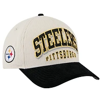 Men's New Era  Cream/Black Pittsburgh Steelers  Two-Tone Sided Corduroy 9FORTY A-Frame Adjustable Hat