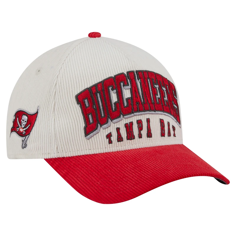 Men's New Era  Cream/Red Tampa Bay Buccaneers  Two-Tone Sided Corduroy 9FORTY A-Frame Adjustable Hat