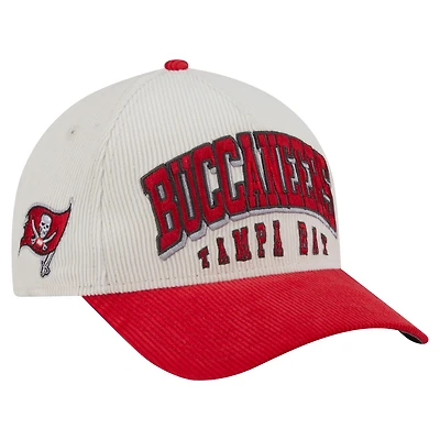 Men's New Era  Cream/Red Tampa Bay Buccaneers  Two-Tone Sided Corduroy 9FORTY A-Frame Adjustable Hat