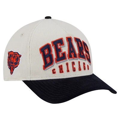 Men's New Era  Cream/Navy Chicago Bears Bear Two-Tone Sided Corduroy 9FORTY A-Frame Adjustable Hat