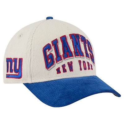 Men's New Era  Cream/Royal New York Giants  Two-Tone Sided Corduroy 9FORTY A-Frame Adjustable Hat