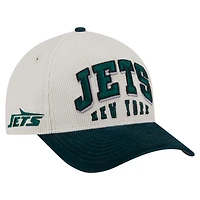 Men's New Era  Cream/Green New York Jets  Two-Tone Sided Corduroy 9FORTY A-Frame Adjustable Hat