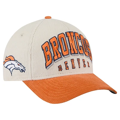 Men's New Era  Cream/Orange Denver Broncos  Two-Tone Sided Corduroy 9FORTY A-Frame Adjustable Hat