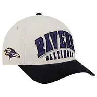 Men's New Era  Cream/Black Baltimore Ravens  Two-Tone Sided Corduroy 9FORTY A-Frame Adjustable Hat