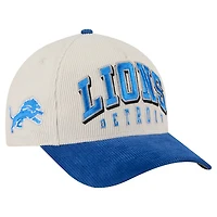 Men's New Era  Cream/Blue Detroit Lions  Two-Tone Sided Corduroy 9FORTY A-Frame Adjustable Hat