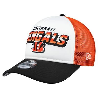 Youth New Era  White/Black Cincinnati Bengals Streak 9FORTY A-Frame Adjustable Hat