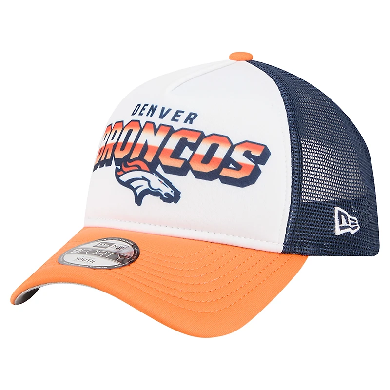 Youth New Era  White/Orange Denver Broncos Streak 9FORTY A-Frame Adjustable Hat