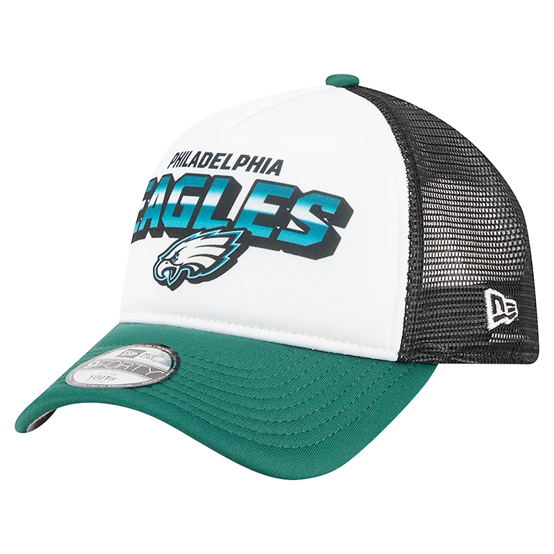 Youth New Era  White/Midnight Green Philadelphia Eagles Streak 9FORTY A-Frame Adjustable Hat