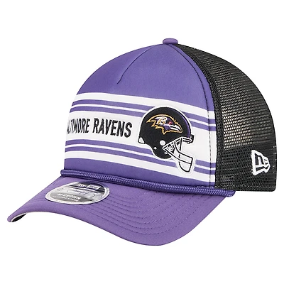 Men's New Era  Purple Baltimore Ravens  Linear A-Frame 9FORTY Adjustable Hat