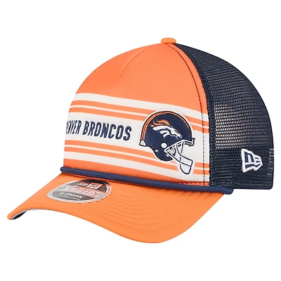 Men's New Era  Orange Denver Broncos  Linear A-Frame 9FORTY Adjustable Hat