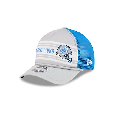 Men's New Era  Gray Detroit Lions  Linear A-Frame 9FORTY Adjustable Hat