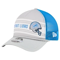 Men's New Era  Gray Detroit Lions  Linear A-Frame 9FORTY Adjustable Hat