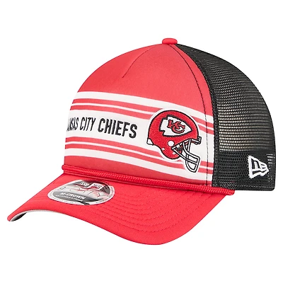 Men's New Era  Red Kansas City Chiefs  Linear A-Frame 9FORTY Adjustable Hat