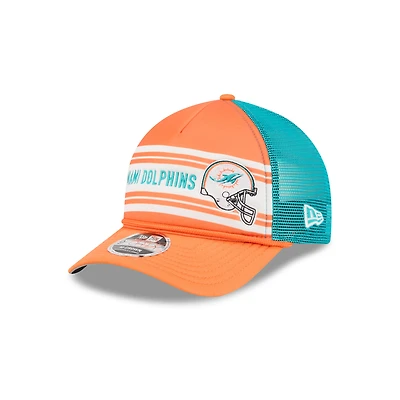 Men's New Era  Orange Miami Dolphins  Linear A-Frame 9FORTY Adjustable Hat