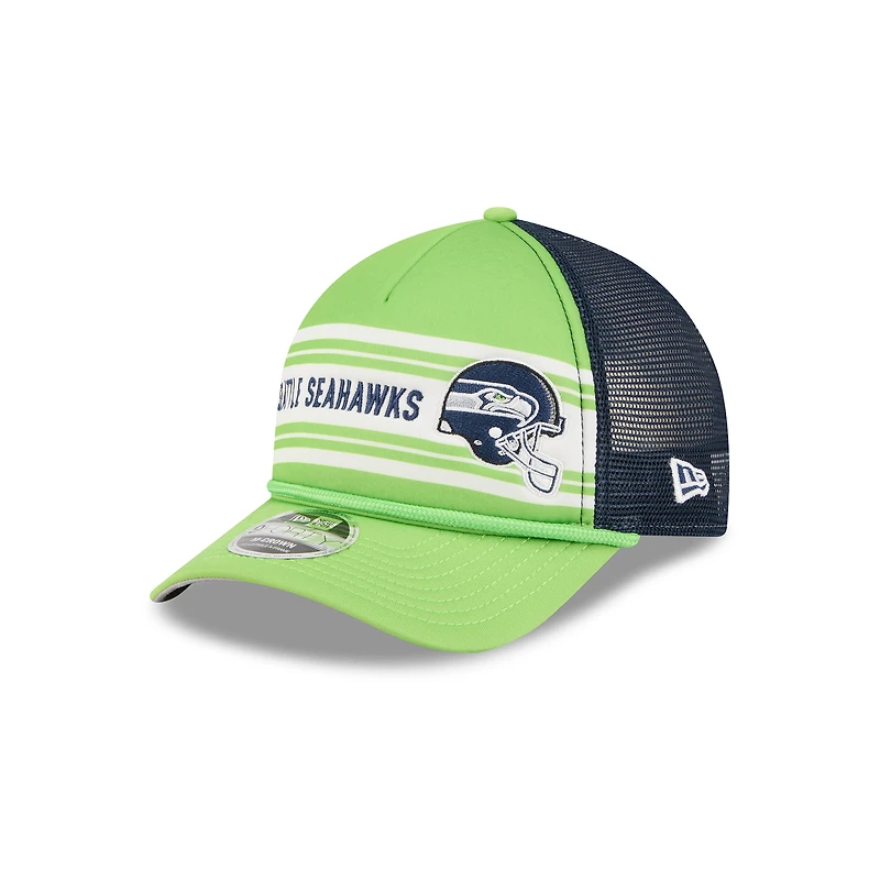 Men's New Era  Neon Green Seattle Seahawks  Linear A-Frame 9FORTY Adjustable Hat