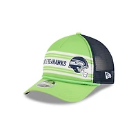 Men's New Era  Neon Green Seattle Seahawks  Linear A-Frame 9FORTY Adjustable Hat