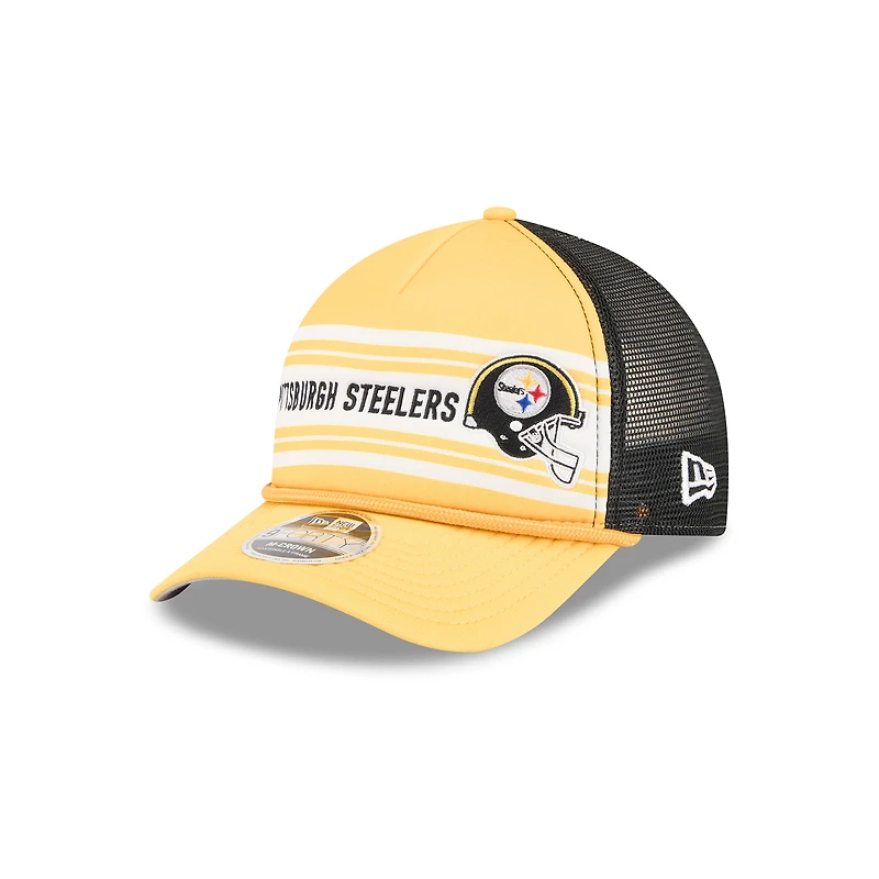 Men's New Era  Gold Pittsburgh Steelers  Linear A-Frame 9FORTY Adjustable Hat