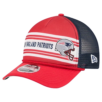 Men's New Era  Red New England Patriots  Linear A-Frame 9FORTY Adjustable Hat