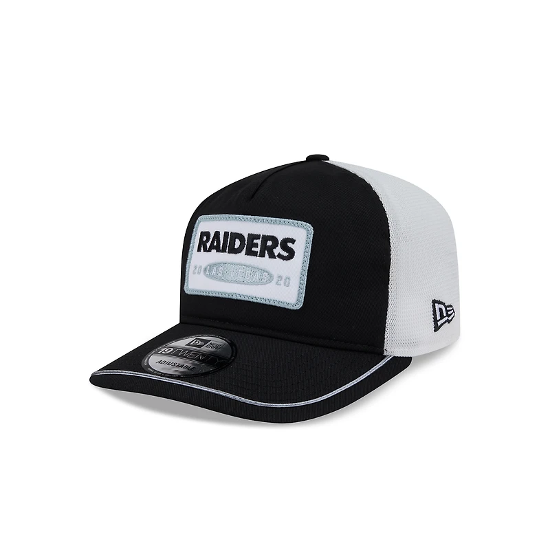 Men's New Era Black/White Las Vegas Raiders Patch 19TWENTY Adjustable Hat