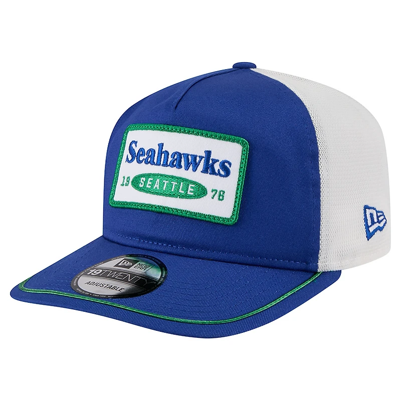 Men's New Era Royal/White Seattle Seahawks Patch 19TWENTY Adjustable Hat