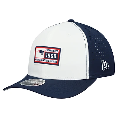 Men's New Era  White/Navy New England Patriots Established Patch 9SEVENTY Adjustable Hat