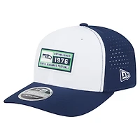 Men's New Era  White/Navy Seattle Seahawks Established Patch 9SEVENTY Adjustable Hat