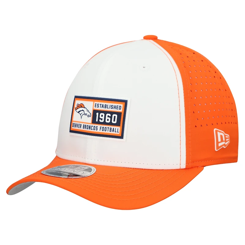 Men's New Era  White/Orange Denver Broncos Established Patch 9SEVENTY Adjustable Hat