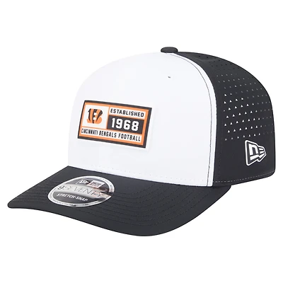 Men's New Era  White/Black Cincinnati Bengals Established Patch 9SEVENTY Adjustable Hat