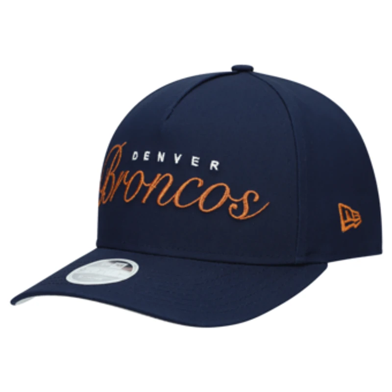 Women's New Era  Navy Denver Broncos  Metallic 9FORTY M-Crown A-Frame Adjustable Hat