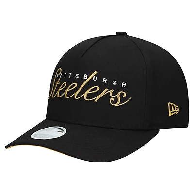 Women's New Era  Black Pittsburgh Steelers  Metallic 9FORTY M-Crown A-Frame Adjustable Hat