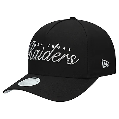 Women's New Era  Black Las Vegas Raiders  Metallic 9FORTY M-Crown A-Frame Adjustable Hat