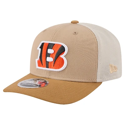 Men's New Era Light Beige Cincinnati Bengals  Two-Tone Trucker 9SEVENTY Adjustable Hat