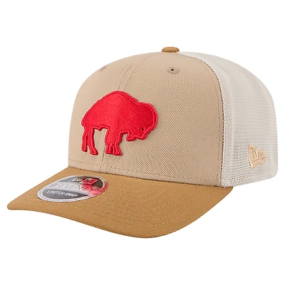 Men's New Era Light Beige Buffalo Bills Throwback Two-Tone Trucker 9SEVENTY Adjustable Hat
