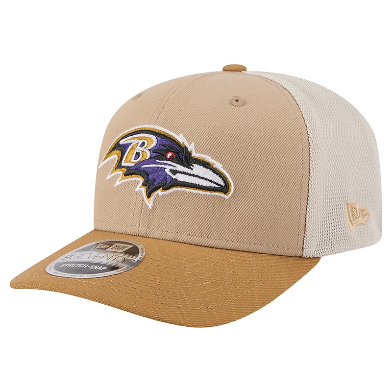 Men's New Era Light Beige Baltimore Ravens  Two-Tone Trucker 9SEVENTY Adjustable Hat