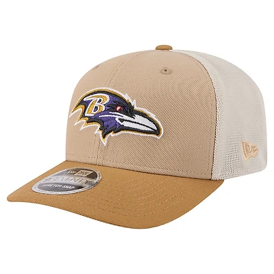 Men's New Era Light Beige Baltimore Ravens  Two-Tone Trucker 9SEVENTY Adjustable Hat