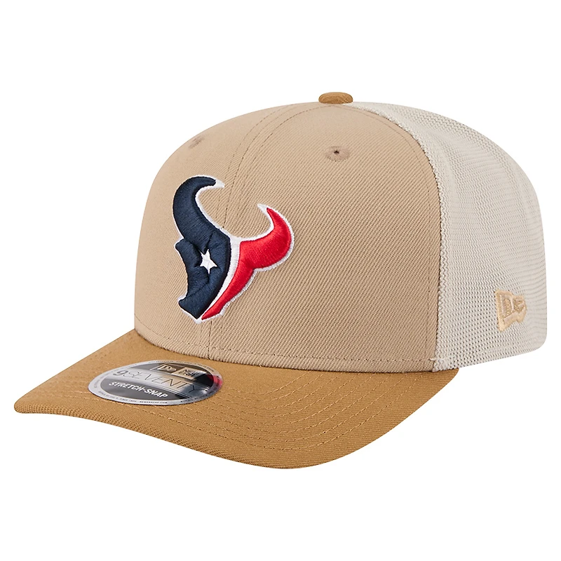 Men's New Era Light Beige Houston Texans Two-Tone Trucker 9SEVENTY Adjustable Hat