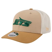 Men's New Era Light Beige New York Jets  Two-Tone Trucker 9SEVENTY Adjustable Hat