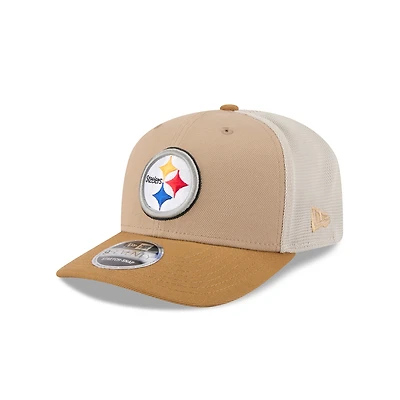Men's New Era Light Beige Pittsburgh Steelers  Two-Tone Trucker 9SEVENTY Adjustable Hat