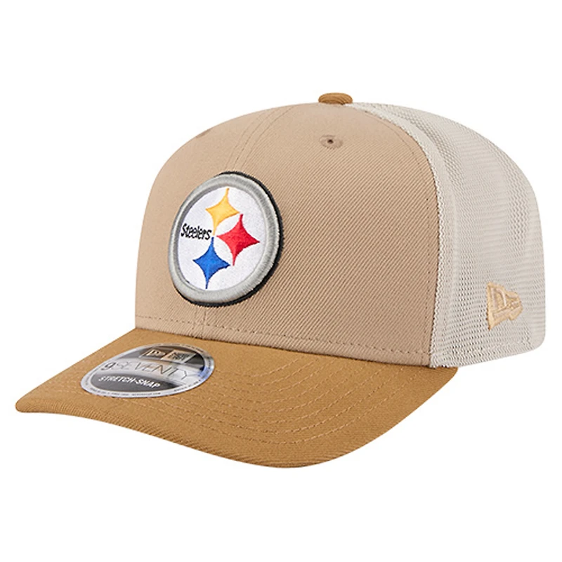 Men's New Era Light Beige Pittsburgh Steelers  Two-Tone Trucker 9SEVENTY Adjustable Hat