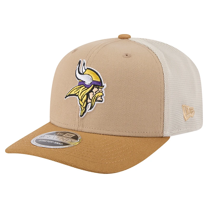 Men's New Era Light Beige Minnesota Vikings Two-Tone Trucker 9SEVENTY Adjustable Hat