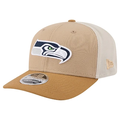 Men's New Era Light Beige Seattle Seahawks  Two-Tone Trucker 9SEVENTY Adjustable Hat