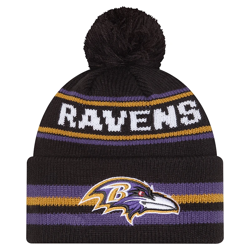 Men's New Era Black Baltimore Ravens Classic Cuffed Knit Hat with Pom
