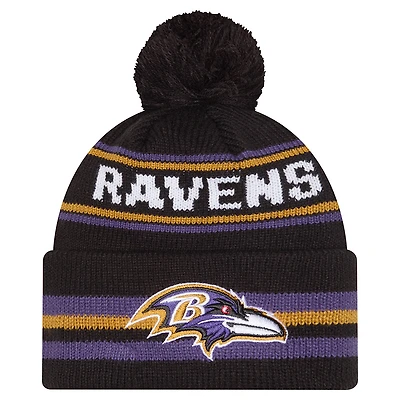 Men's New Era Black Baltimore Ravens Classic Cuffed Knit Hat with Pom