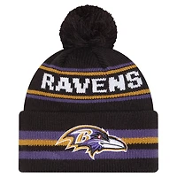 Men's New Era Black Baltimore Ravens Classic Cuffed Knit Hat with Pom